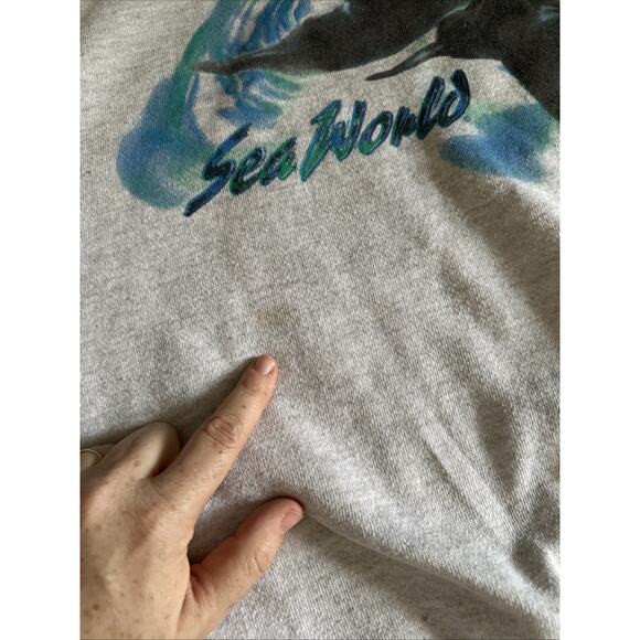 Vintage Lee Seaworld Fleece Sweatshirt Crewneck Dolphins Graphic Gray Size 2XL - Picture 5 of 6
